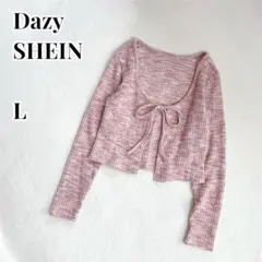 Dazy SHEIN フロントリボンニットカーディガン　長袖　ショート丈