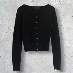 JILL STUART カーディガン アンゴラ混 ビジューボタン M 黒　日本製のサムネイル