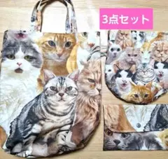 巾着袋　ポーチ　巾着トート　エコバッグ　マルチポーチ　ねこ柄　限定1セット