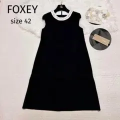 タグ付き極美品♡FOXEY ガーランドニットドレス ビジュー 白襟 42のサムネイル