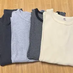 ユニクロ　ソフトリブクルーネックT/長袖　グレー　イエロー　ボーダー 等　セット