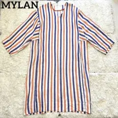 MYLANマイラン Vネックドレス リネンオーバーサイズワンピース