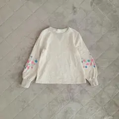 ニットプランナー　KP　トレーナー　花刺繍　薄手　グレー　日本製