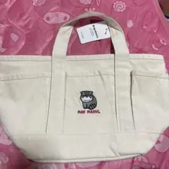 マヌルネコ刺繍トートバッグ アイボリー大きい方です。のサムネイル