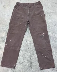良フェード　Carhartt ダブルニー ワークパンツ ブラウン 34×30 良フェード激レアCarhartt ダブルニー ワークパンツ ブラウン34-30