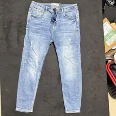 ZARA スキニーデニム ライトブルー ダメージ加工