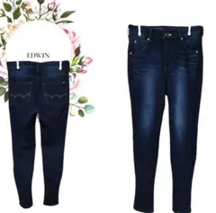 【エドウィン】日本製綿混デニムパンツストレッチスキニー【М】脚長効果濃紺系上品さ