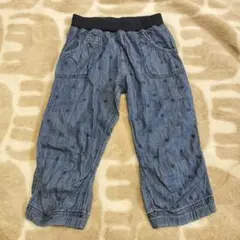 デニム調ドット柄カジュアルパンツ