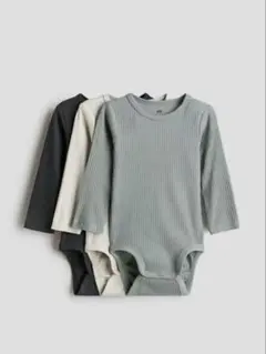 H&M ベビー 長袖 ロンパース 3枚セット リブ素材のサムネイル