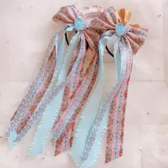 ハンドメイド リボン ヘアゴム ツイン ロング キッズ 苺 ストロベリー