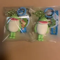 おとぼけケロピョンネーム付き立体キーホルダー2点セット