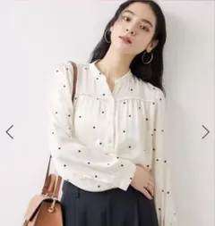 VIS ハート刺繍 ギャザーブラウス長袖 タグ付き未使用 イージーケア2026春