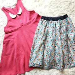 【130】ウィルメリー ピンク ノースリーブ ワンピース フレアスカート 女の子