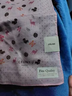 CÉLINE 動物柄 大判ハンカチ ピンク