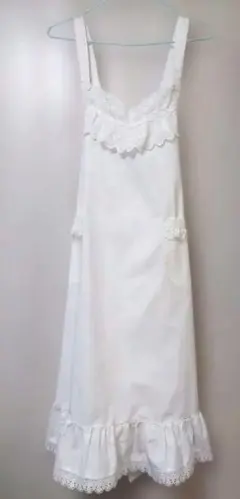 プロンテイ ホワイト ロング レースエプロン