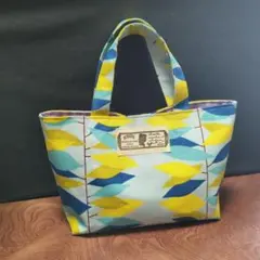 ハンドメイド リーフ柄 小さめトートバッグ