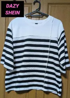 DAZY SHEIN　ボーダー 半袖Tシャツ　白×黒　Мサイズ