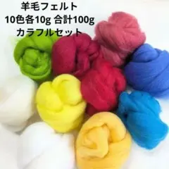 羊毛フェルト　10種×各10g 合計100g カラフルセット