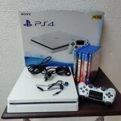 PS4 本体 CUH-2200A B02 ホワイト＋ソフト5本／動作良好／美品