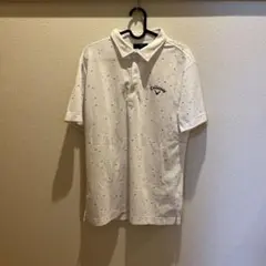 Callaway ポロシャツ LL 白地にピンク点模様