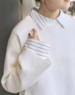 美品☆Spick and Span ソフトタイプライターシャツ　白　ストライプ柄のサムネイル