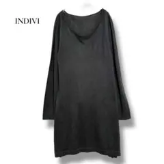 【最終価格】インディヴィ カットソー ワンピース M 黒 薄手ひざ丈のサムネイル