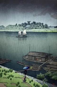 本物！川瀬巴水 雨の大宮 昭和五年作 木版画 新版画 - メルカリ