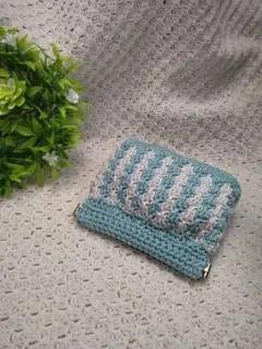 バネ口ポーチ、小物入れ、手編み、ハンドメイド