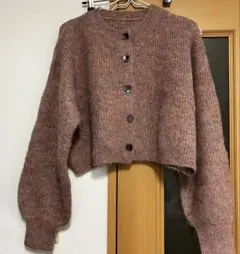 未使用 And Tearch. ショート丈カーディガン ピンク アンドティーチ