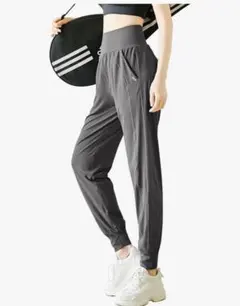 【美品】グレー ハイウエスト ヨガパンツ　L