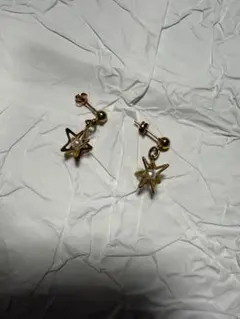 K18刻印星型パール風ピアス