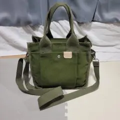オリーブグリーン キャンバス トートショルダーバッグ