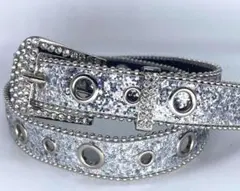 【105cm幅3cm】　ウエスタンベルト　シルバー2　LEX アメカジ　グランジ