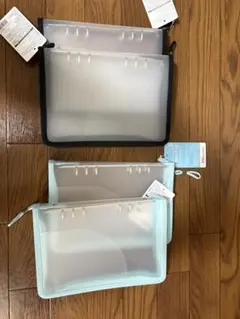 新品DAISO 6リングファイル A5サイズ　黒色及び水色4個セット①