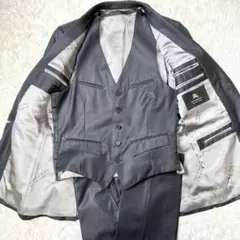 Burberry London ビジネススーツ 3ピース ストライプ グレー