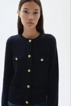 テクスチャードニットカーディガン ツイードジャケット