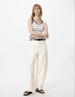 UNIQLO ユニクロ ジャージーバレルレッグパンツ オフホワイト S