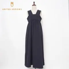ユナイテッドアローズ ギャザーPツイルワンピース 紺 サイズ38*ED1057