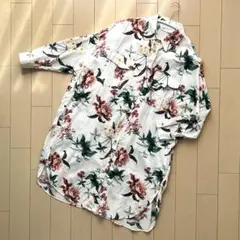 【美品】ZARA DENIM ボタニカル柄シャツ