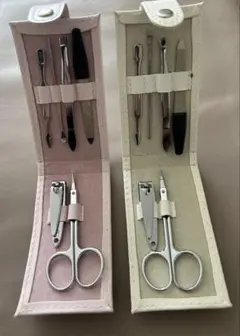 ネイルケアツール6点セット ピンクとホワイト