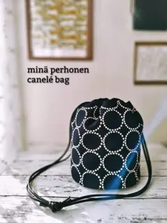 ミナペルホネン dop indigo 巾着ショルダー カヌレバッグ タンバリン