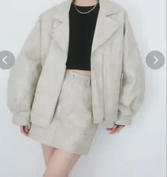 MURUAヴィンテージライクフェイクレザーミドルジャケット