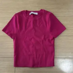 ZARA ピンク 半袖ニット Sサイズ