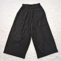 パドカレ pas de calais リネン混 ワイドパンツ ブラック 36のサムネイル