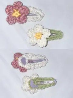 ハンドメイド　こども　花モチーフ ヘアクリップ 2個セット