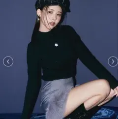 LILY BROWN×MARY QUANT デイジー刺繍バックオープンリブニット