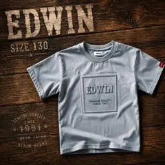 新品 EDWIN エドウィン 半袖Tシャツ 130 水色 立体ロゴ グレーのサムネイル