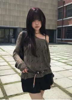 エニワンモア　anyonemore オフショルダー　ワンショルダー 　ニット