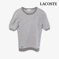 LACOSTE ラコステ ボーダーサマーニット 半袖 36 S ブラウン グレーのサムネイル