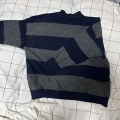ネイビー グレー ボーダーニット